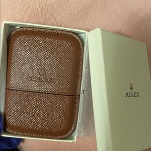 Rolex Brown Leather card holder with Cream Box, VIP GWP